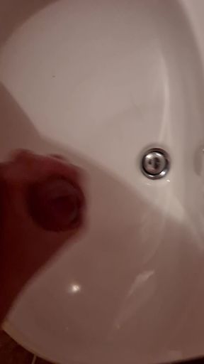 Nicely jerked off in the bathroom