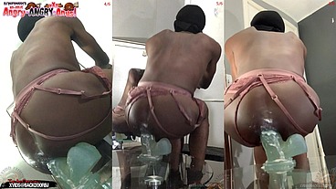Members Only BONUS! ( 3 Angles! ) Ass Monkey's Ass lips - Gay sex Bottom Bitch Deep Anal In Panties - Angle 3/4/5 of 6