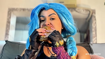 Jinx Cosplay Eating McDonald&rsquo_s with Burps and Belly Noises