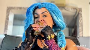 Jinx Cosplay Eating McDonald&rsquo_s with Burps and Belly Noises