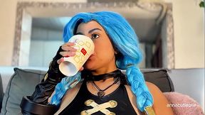Jinx Cosplay Eating McDonald&rsquo_s with Burps and Belly Noises