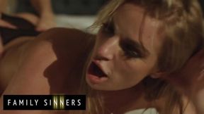 FAMILY SINNERS - Busty MILF Seduces Her Son-In-Law And Deepthroats His Throbbing Dick