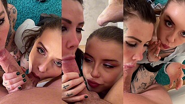 DOUBLE BLOWJOB TURNS DIRTY WITH RIMJOB - Teen Milf Cum Swap Big Tits Blonde Brunette POV Threesome