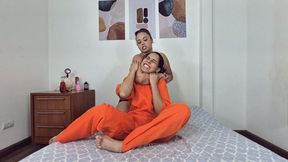 Sitting and towering ass on the skinny prisoner By Rosalia Peach ,Ariel and Cris Cam Babi