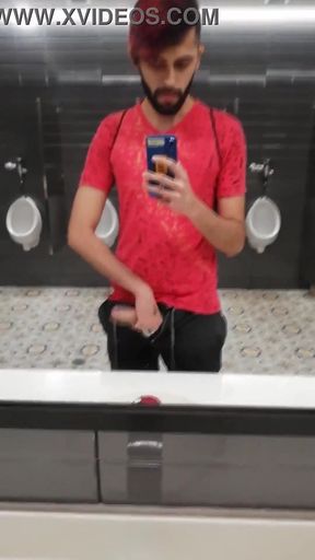 Jerking Off My Big Uncut Cock In Different Public Bathrooms Until I Cum   Clip 1
