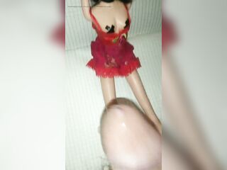 Ejaculation on the legs of my cute doll.