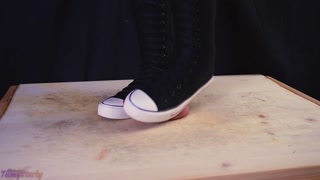 Cock Crushing Full Weight in High Converse Shoes - Bootjob, Shoejob
