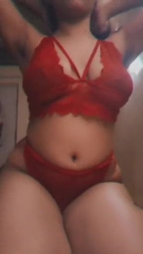 Chubby Asian Girl in Red Lingerie