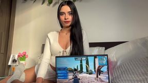 My hot stepsister doesn't let me play quietly and makes me cum