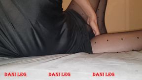 Dani Leg with Dotted Black Nylon and Gloves