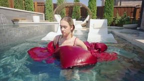 Jessica Swims in a Red Ball Gown