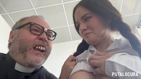 putalocura - creampie del padre damian a mexicana en cosplay de colegiala