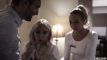 Kenzie Reeves and Carmen Caliente can not hold back from giving blowjobs to their friend