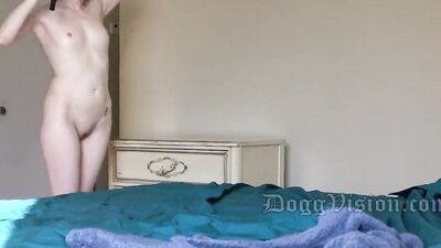 Skinny chick deepthroats a huge cock and gets rammed rough