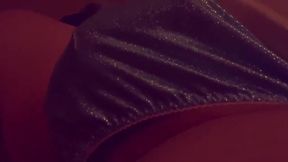 rubbing myself in blue sparkley satin panties