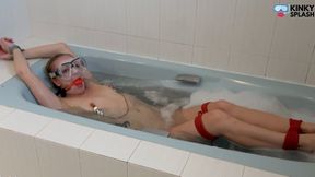 Bath Bondage & Clamps: Roped, Gagged and Vibed Orgasm - AVI