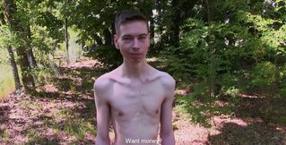Skinny boy ends outdoor oral perversions with a full facial