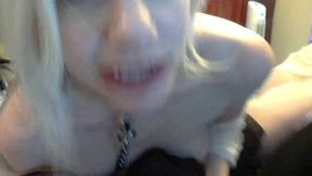 Blonde Nipple Clamps and Dildo Masturbation