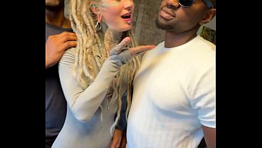 Heavily tattooed blonde gets shared by two BBCs