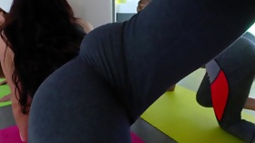 Young chicks have lesbian sex action during yoga lesson