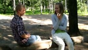 Light haired teen slut blows big cock at her first date