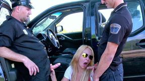 Ravaged blonde mature temptress Tamara Dix ravished by two law enforcers