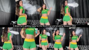 A Brazil fan’s getting ready for the World Cup and smoking Newport 100s!