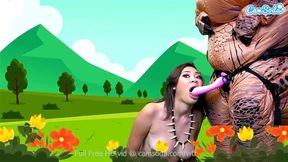 Cave Girl Madi Laine Dino Blowjob