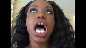 Busty ebony babe works and rides black schlong