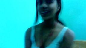 Skinny dark skin Indian college girl exposed on cam