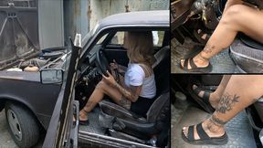Alina does hard revving in flip flops
