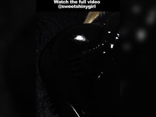 Smutty Angel in Shiny Spandex and Latex Skirt gives Handjob till Cum