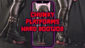 A Hard Bootjob in Chunky Platform Black Boots (Vertical Version) - Tamystarly - Cock Balls Crush Trample, CBT, Trampling, Shoejob, Stomping