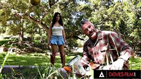 DEVILS FILM - Scarlett Alexis No-Panties Upskirt On Ladder Leads To Hardcore Anal Fuck