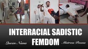 Interracial Sadism: Dominaant Asian and Black Women Punch, Kick, Slap, and Whip Their White Slave Boy -- Queen Nana and Mistress Poona -- 720p