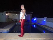 muscle man poses in ballet tights