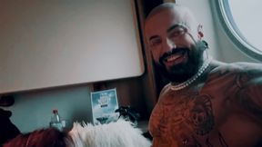 She Gives Me a Messy Blowjob on My Pierced Cock on the Ferry. I Cum in Her Mouth and Kiss Her, Licking the Cum