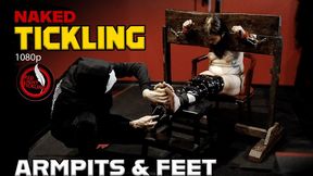 Ticklish Giantess Gaga Oiled and Merciless Tickled in the Stocks with Hands, Hairbrush and Tools | 1080p