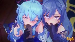 Ganyu y Kequing follan en trio /animacion de genshin impact/