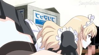 Cartoon Cartoon Eroge Turned On Blonde Maid Offer a Sloppy Head and Let You Cum Between her Breasts