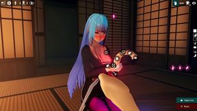 Busty Futanari Girl Gives Footjob & Blowjob to Living Dildo for Huge 3D cumshot