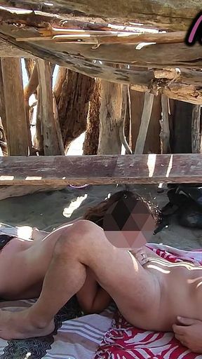 French MILF Handjob Amateur on Nude Beach Public in Greece to Stranger with Cumshot