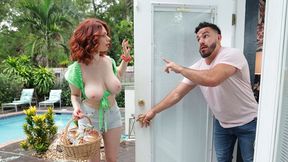 Redhead goddess with big boobs Annabel Redd likes his young cock