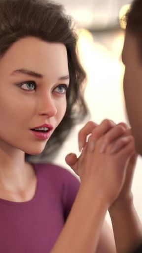 Emotional moment from &quot;Big Boobs MILF Landlady Helps Horny Tenant With His Big Boobs Fetish - My Bimbo Dream 01&quot;