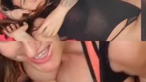 Smothered by breasts and booty