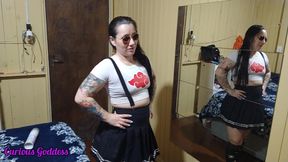 curious goddess - putting whipped cream in the bbc s asshole and licking it.