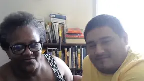 A spicy ebony MILF with enormous natural tits and a big Afro gets her huge