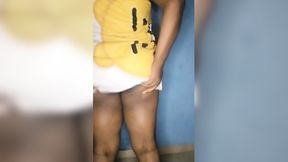 Fat ebony babe rides massive cucumber in raw XXX penetration scenes