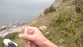 Big Beautiful Big Fat Cock Gets Handjob on the Beach with Gorgeous Sea Views