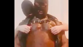 Black Leather Dad Dominates White Sub in Whipping &amp_ Titplay Scenes